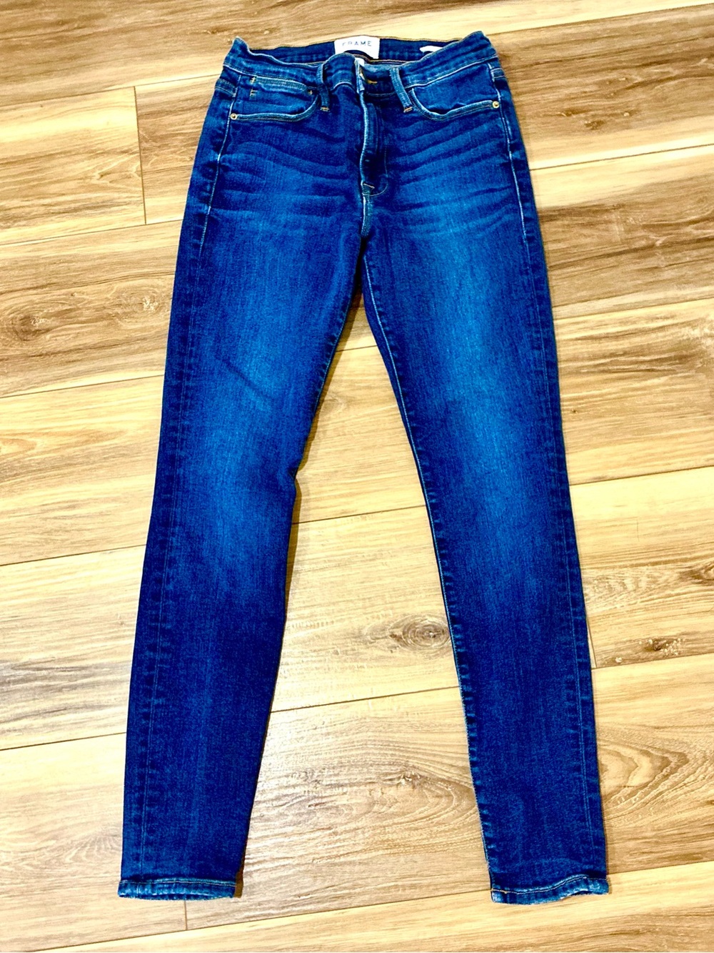 Frame Denim Le High Skinny Jeans in Indigo Blue Stretch Size 27